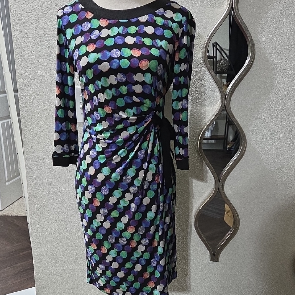 Taylor Blue and Pink Ruched Sheath Dress